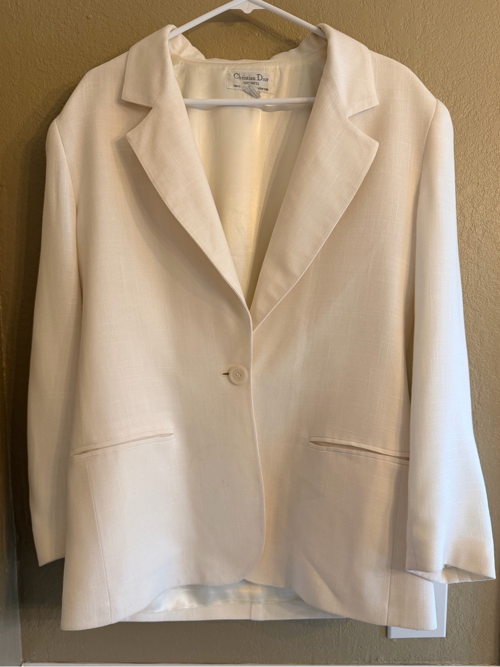 Vintage 1980’s Christian Dior Women's Cream Single-Button Blazer